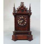Impressive Black Forest double fusee, automaton, cuckoo mantel clock, in a Gothic architectural