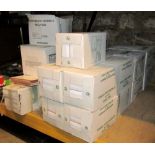 A large quantity (27 small boxes) containing white glazed Spanish wall tiles (two sizes) rectangular