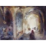 Colin Kent (British B.1934) - Church Interior, mixed media on paper, signed, with Adam Gallery, Bath