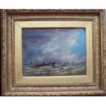 19th century British school - Pair of marine scenes with shipping, rowing boat and fisherman, etc,