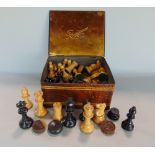 Staunton style part chess set (top half of black knight missing), together with a collection of