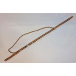 Large primitive studded walking staff with various scouting badges and studded detail, 134 cm long