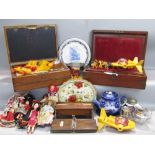 A collection of various miscellaneous items to include a box of toys and dolls, box containing