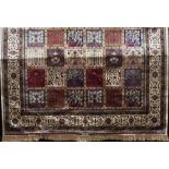 Persian Kashmir carpet, woven panel decoration, ivory ground, 300 x 200cm