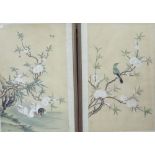 Early 20th century oriental school - Pair of watercolour studies of a pair of ducks swimming beneath