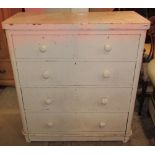 A Victorian painted pine mahogany chest of three long and two short drawers with rounded corners