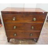 A Regency mahogany caddy top chest of three long drawers, on swept supports, 92cm wide