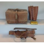 Good quality Insall of Bristol leather hat box together with a World War One Sam Brown soldiers belt