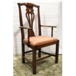 A set of six (4+2) contemporary reproduction dining chairs, loosely in the Chippendale style with