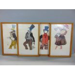Susan Plummer (20th century) - four costume designs for the play 'Down The Arches', mixed media on