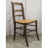 Set of eleven light weight regency style stained beechwood dining/occasional chars, with swept