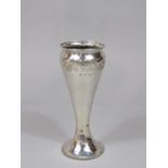 Arts and crafts planished silver baluster vase, decorated with cast Tudor rose roundels and