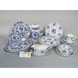 A collection of Johnson Brothers Chanticleer blue and white printed wares comprising a pair of