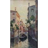 A Scarpa (20th century Italian) - Venetian canal scene, watercolour, signed, 31 x 17cm, together