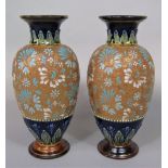 A pair of Doulton Lambeth Slaters patent vases, with impressed marks to base and painted numbers
