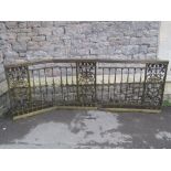 A good quality heavy cast brass two sectional balcony rail with alternating decorative armorial