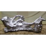 A novelty occasional table base in the form of a mermaid with dolphin, shell and further detail