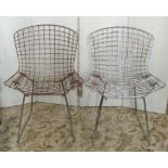Attributed to Harry Bartoia a pair of chrome and wire work dining or side chairs, with shaped