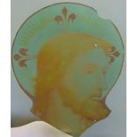 A stained glass panel of the head of Christ, 27 cm long (AF)