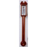 Derek Ogden of Woolpit marquetry inlaid barometer/thermometer, 99cm high