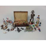 Mixed collection of model toy soldiers, mounted figures, farm animals including Britains die cast