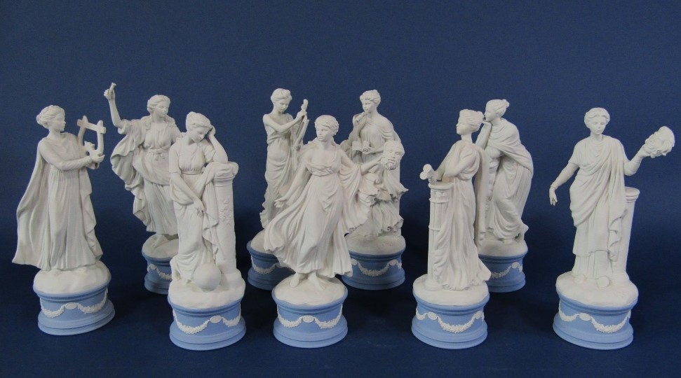 A set of nine Wedgwood limited edition Jasperware figures from the Classical Muses collection (9)