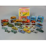 Collection of model vehicles including unboxed Dinky and Corgi toys, four boxed Matchbox 'Isle of