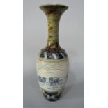 A Doulton Lambeth vase decorated by Hannah Barlow with a continuous landscape panel with grazing