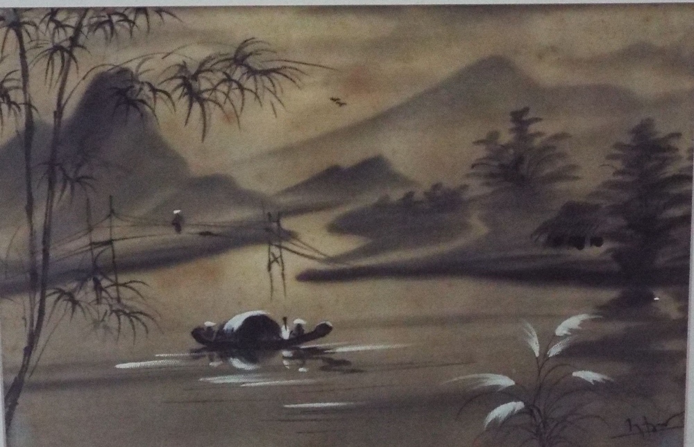 Early 20th century oriental school - Pair of watercolour studies of a pair of ducks swimming beneath - Image 2 of 4