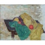 Early 20th Century school, still life with fruit on a table, oil on canvas, unsigned, 40 x 50 cm, in