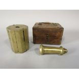 A 19th century brass surveyors cross of octagonal form, with detachable handle and hardwood box