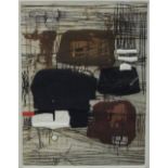 20th century modern school abstract study in brown and black - Signed coloured limited edition print