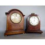Two mahogany miniature bracket type clocks, the largest 22cm high (2)