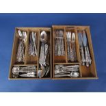 A comprehensive collection of Oriel of Spain 916 silver cutlery comprising eleven small soup spoons,