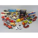 Box of model vehicles including 15 unboxed Matchbox vehicles, boxed Matchbox K13 Aircraft