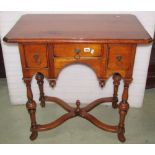 A good quality reproduction Jacobean style oak side table, the rectangular top with moulded