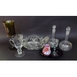 A mixed collection of antique and later glassware to include a good quality pair of decanters with