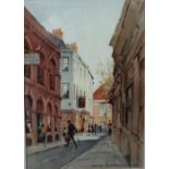 Frank Duffield (British 1901-1982 Bristol Savage) Busy Bristol street scene at John Street,