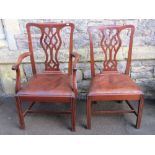 A set of eight (6+2) Edwardian period mahogany dining chairs in the Chippendale manner with