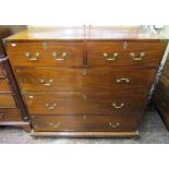 A 19th century mahogany two sectional chest of drawers, the lower section set within a detached
