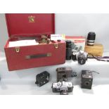 A large collection of photography and optical equipment, over four boxes, to include camcorder's and