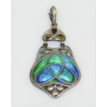 Murrle Bennett & Co. enamelled silver Arts & Crafts pendant in the Art Nouveau manner, stamped to