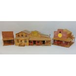 Collection of handmade model wooden building on a wild west theme including 'Coopers General Store',