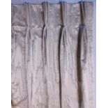 One pair quality full length curtains in 'Rinsed Linen' Silk fabric (taupe colour) lined and thermal