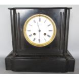 William Edwards of Birmingham twin train black slate mantel clock, the enamel dial with roman