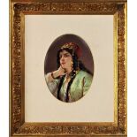 A 19th century continental ceramic plaque in the Berlin manner with bust length portrait of a