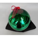 Edwardian green glass witches ball/bauble, 25cm diameter