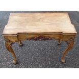 PADOUK GEORGE II STYLE COLONIAL FOLDING TOP 'CARD' TABLE WITH SUNKEN PROTRUDING CORNERS AND