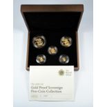 GOLD PROOF SET OF ELIZABETH II COINS, £5 - QUARTER SOVEREIGN, 2009 (5) No. 0867, WITH C OF A,