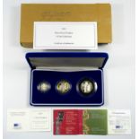 SILVER PIEDFORT PROOF SET OF ELIZABETH II COINS, £2-50p, 2003, (3) WITH C OF A AND BOOKLETS, CASED &